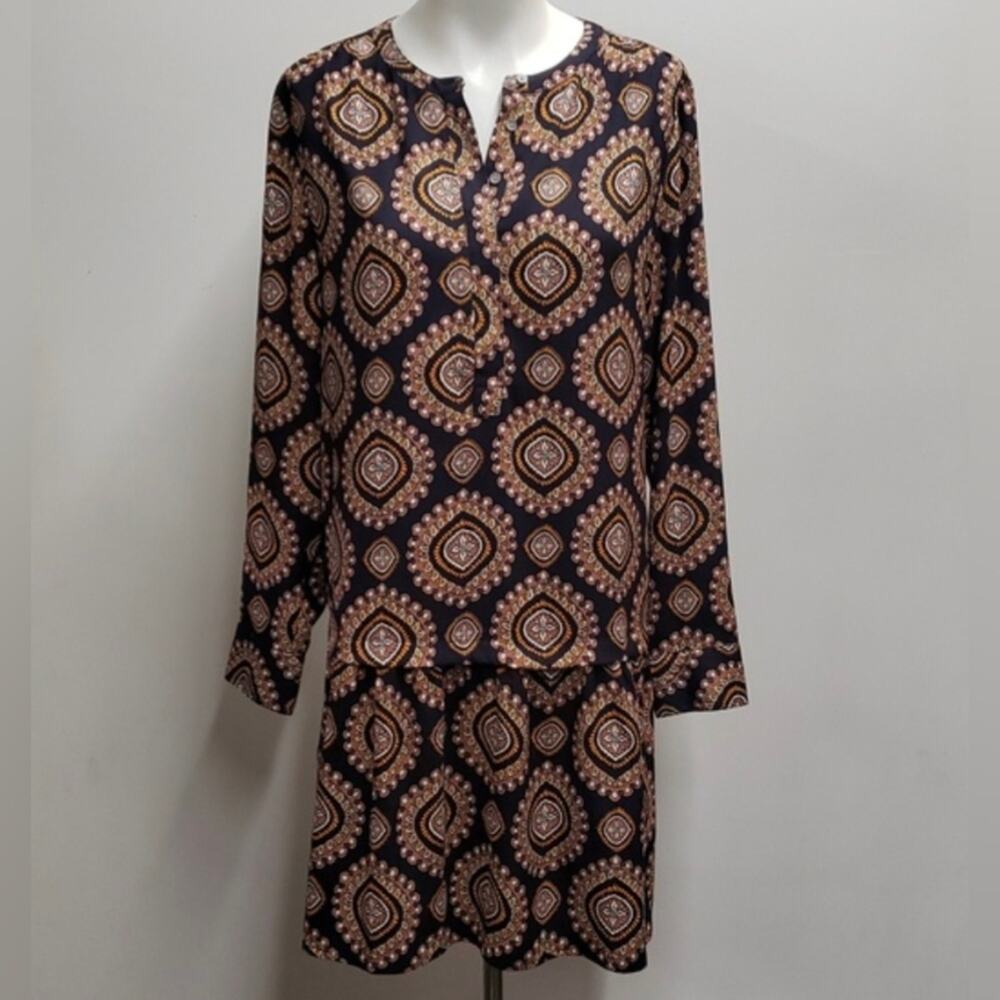 Ann Taylor Loft Medallion Print Drop Waist Shift Dress Women's Size Medium